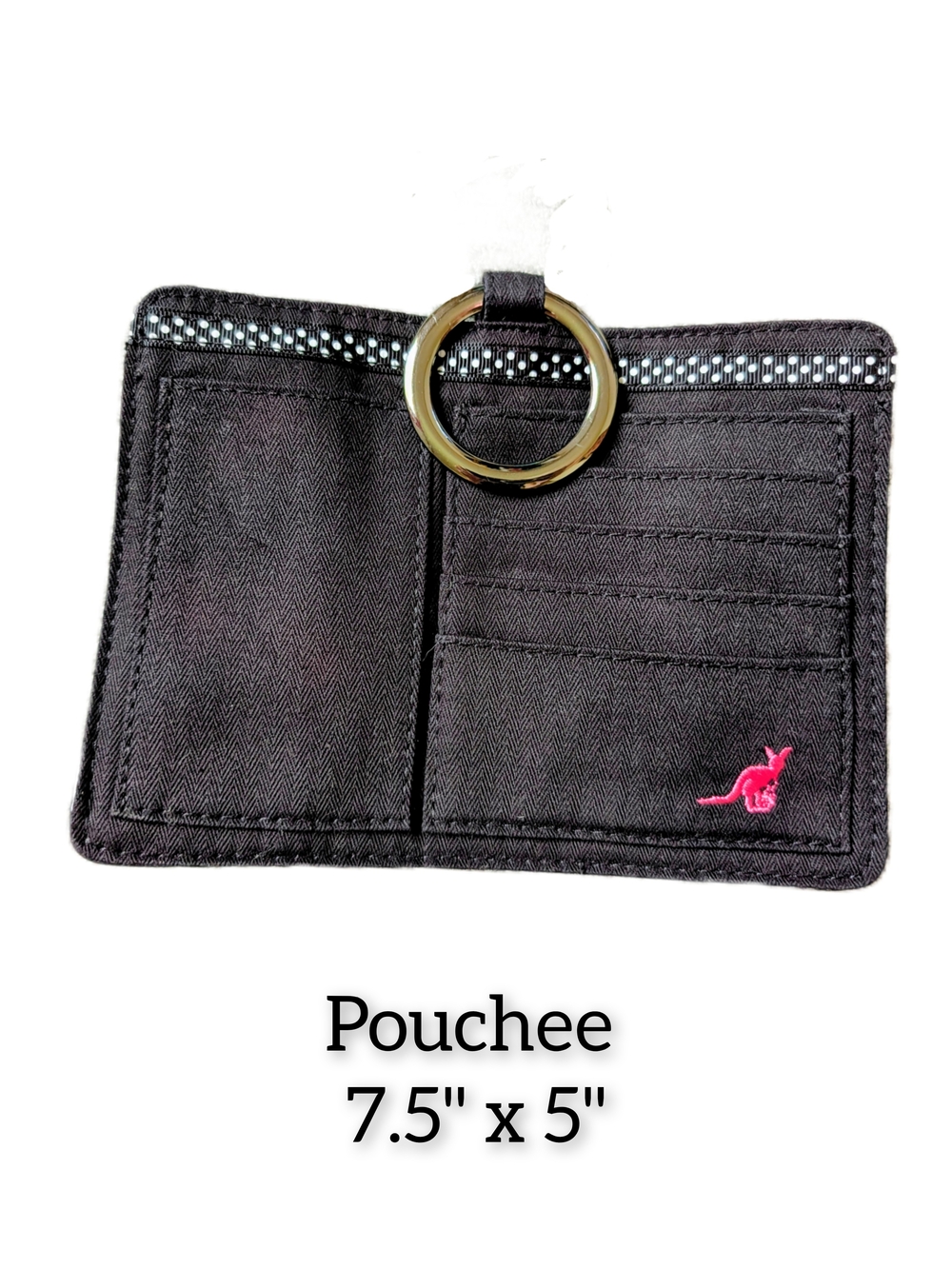 Black Women's Cardholder Keyring Wallet with Pink Accent
